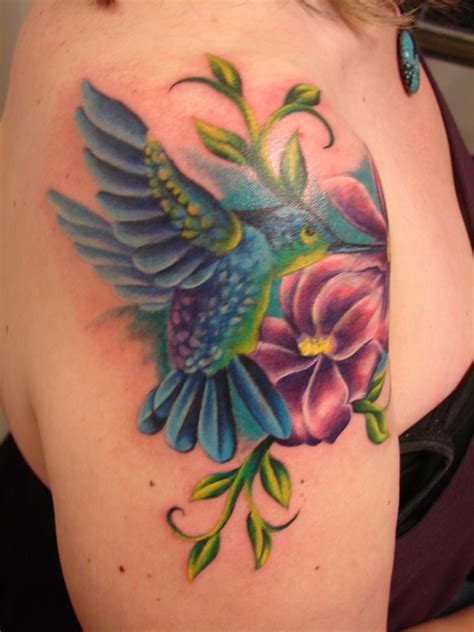 shoulder hummingbird tattoo|realistic hummingbird tattoos for women.